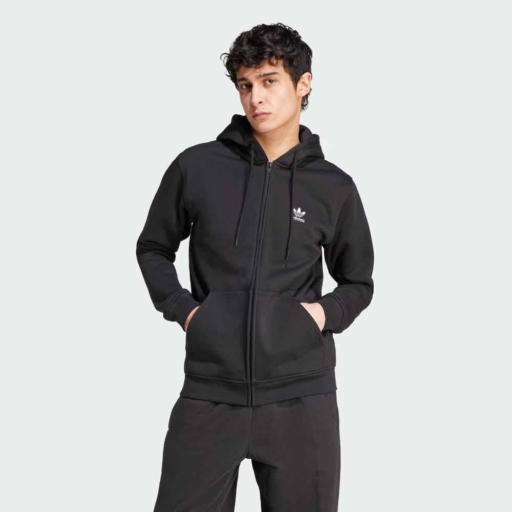 Férfi pulóver adidas Originals Trefoil Essentials Full-Zip IW5791 - fekete