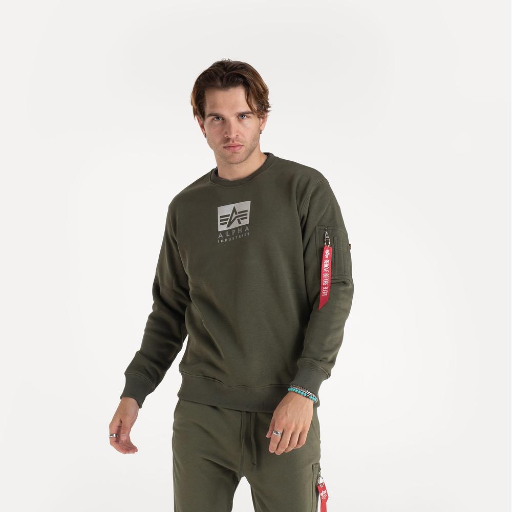 Pulóver Alpha Industries Satin Logo Sweater 148311142 - zöld