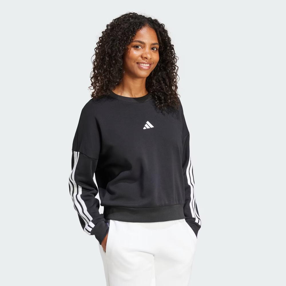 Női pulóver adidas Sportswear Essentials 3-Stripes French Terry JE0016 - fekete