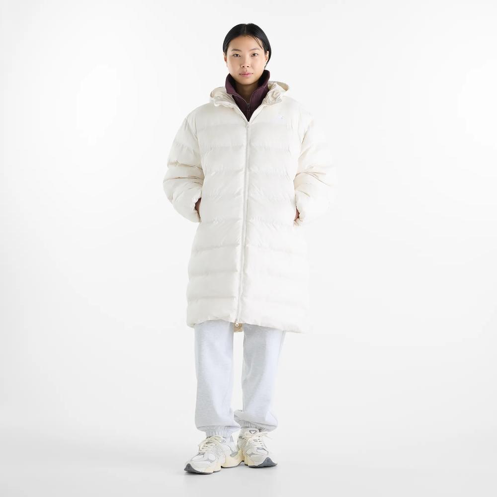 Női bunda New Balance Boston Long Puffer WJ62Y0KBLIN - bézs