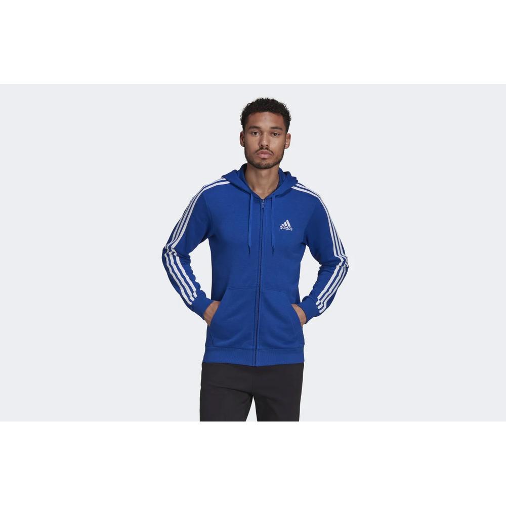 Pulóver adidas Essentials French Terry 3-Stripes Full-Zip Hoodie HE4427 - sötétkék