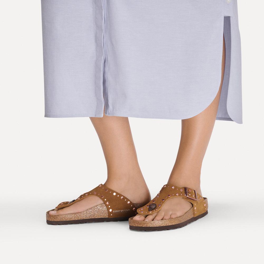 Női Flip Flop Birkenstock Gizeh Rivet 1031649 - barna