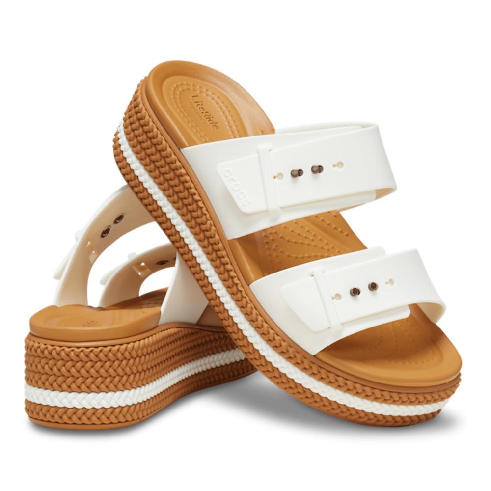 Flip Flop Crocs Brooklyn Woven Buckle Low Wedge 209978-0WV - fehér