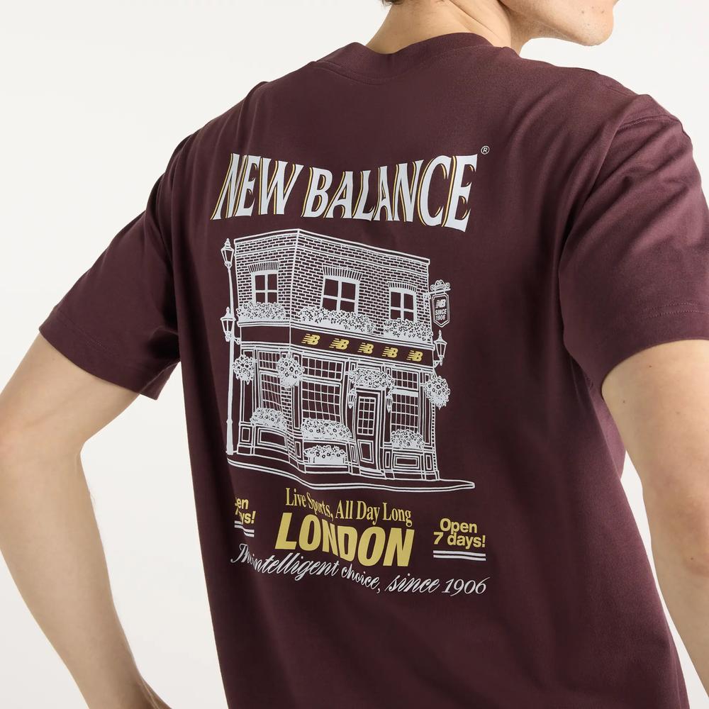 Férfi póló New Balance Grab  Bite London MT62B9LIYLR - gesztenyebarna