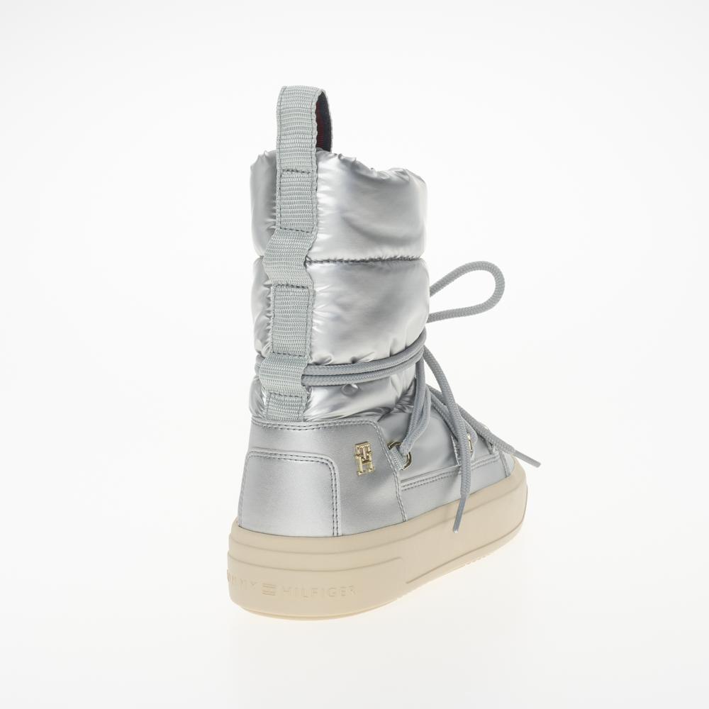 Cipő Tommy Hilfiger Lace-Up Metallic Snowboot FW0FW08442-0IN - ezüst