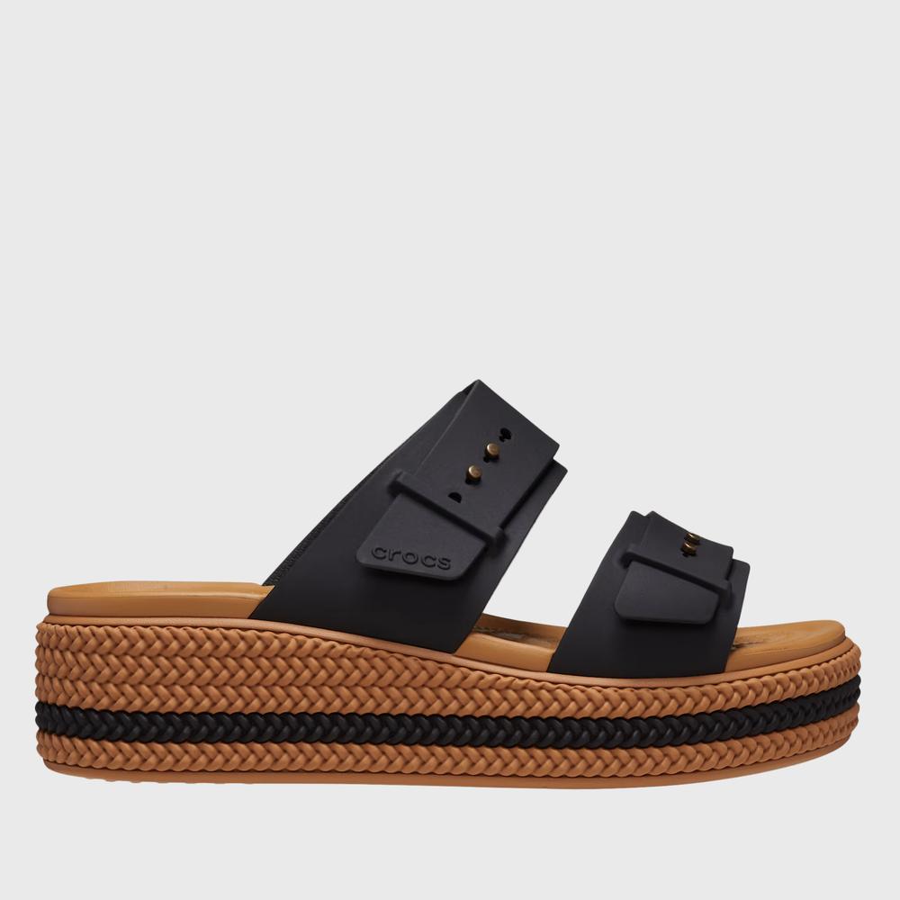Flip Flop Crocs Brooklyn Woven Buckle Low Wedge 209978-001 - fekete