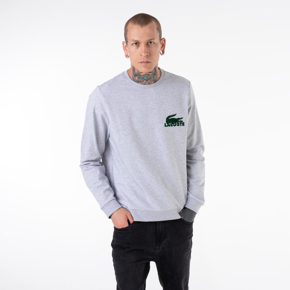 Pulóver Lacoste Cotton Fleece Indoor Sweatshirt SH7477-Y9K - szürke