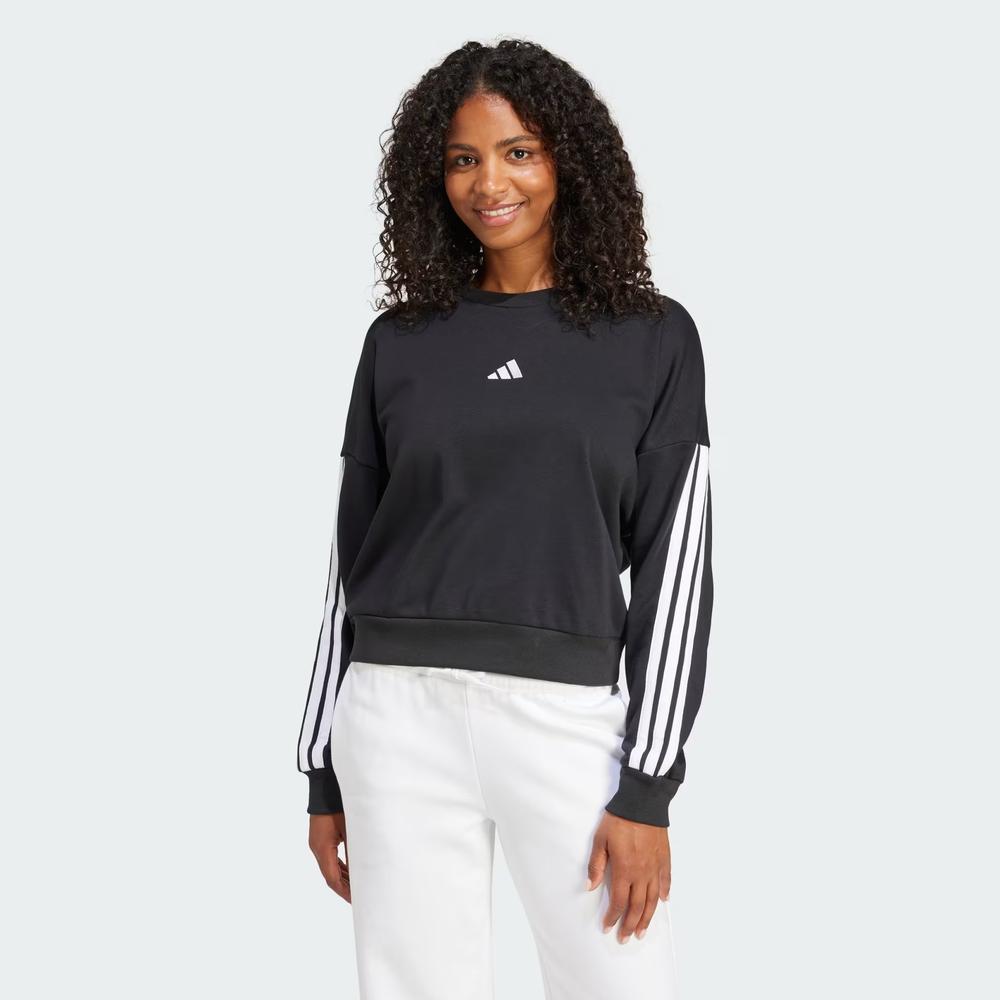 Női pulóver adidas Sportswear Essentials 3-Stripes French Terry JE0016 - fekete