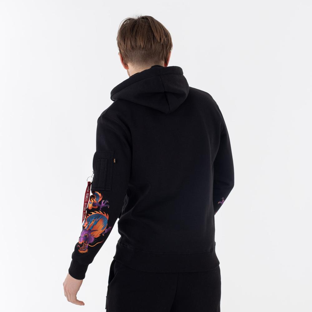 Pulóver Alpha Industries Dragon EMB Hoody 13633403 - fekete