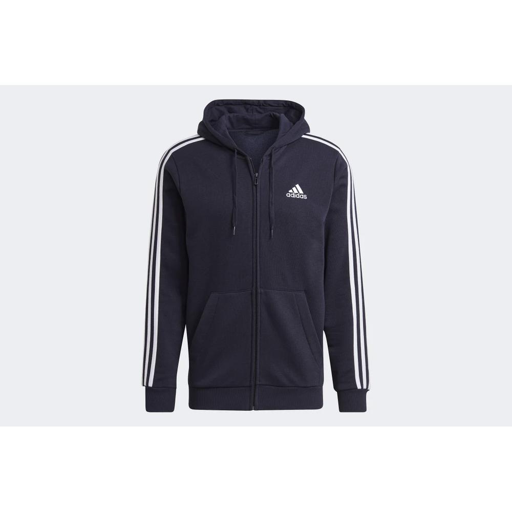 Pulóver adidas Essentials Fleece 3-Stripes Full-Zip Hoodie GK9053 - sötétkék