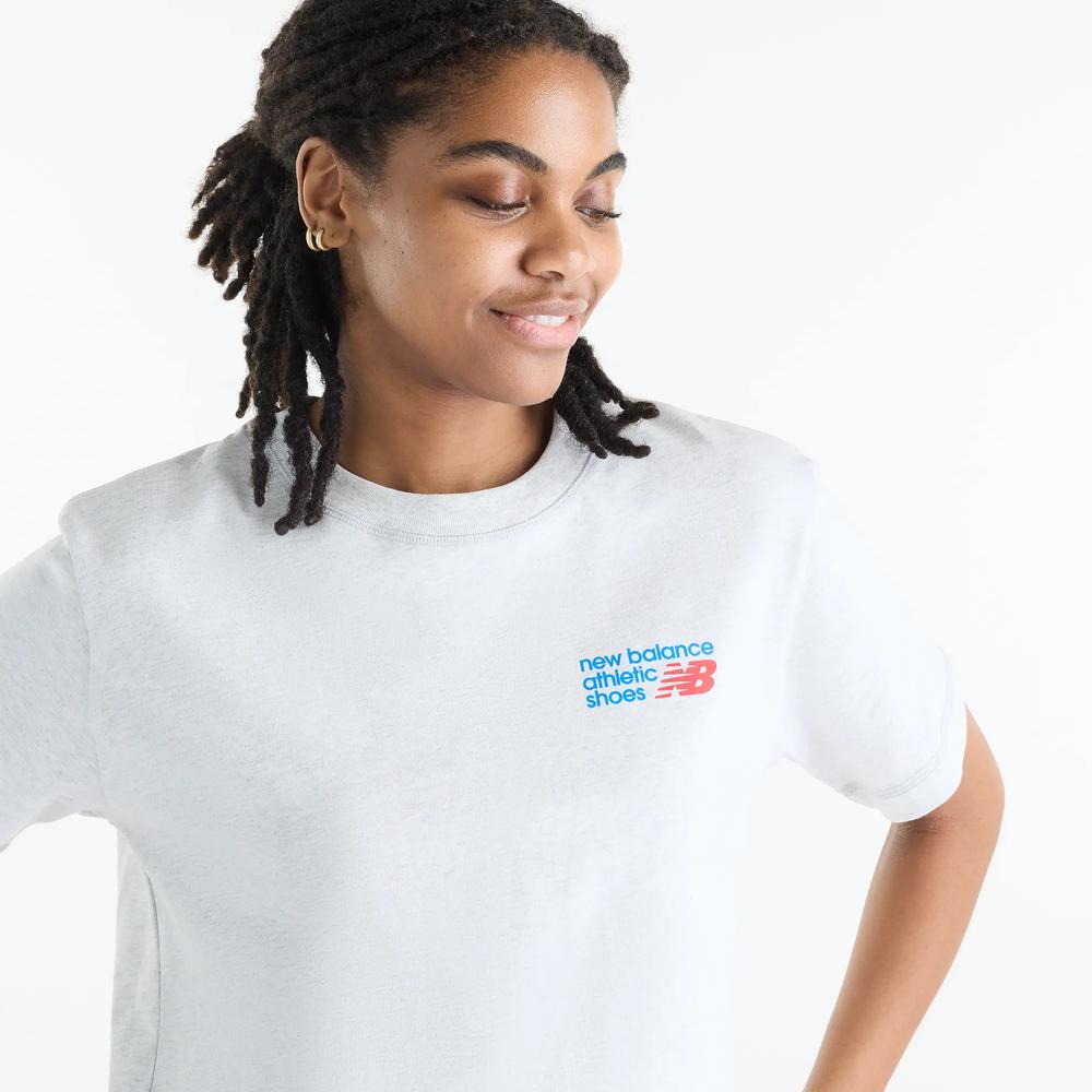Női póló New Balance Athletics Premium Logo Hip Length WT62B7V2AHH - szürke
