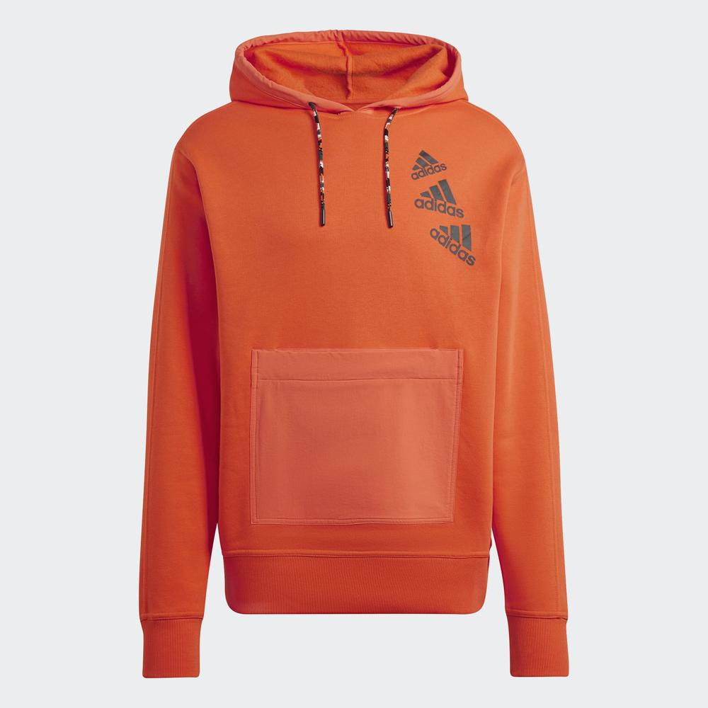 Pulóver adidas Essentials BrandLove Fleece Hoodie HL9385 - narancs