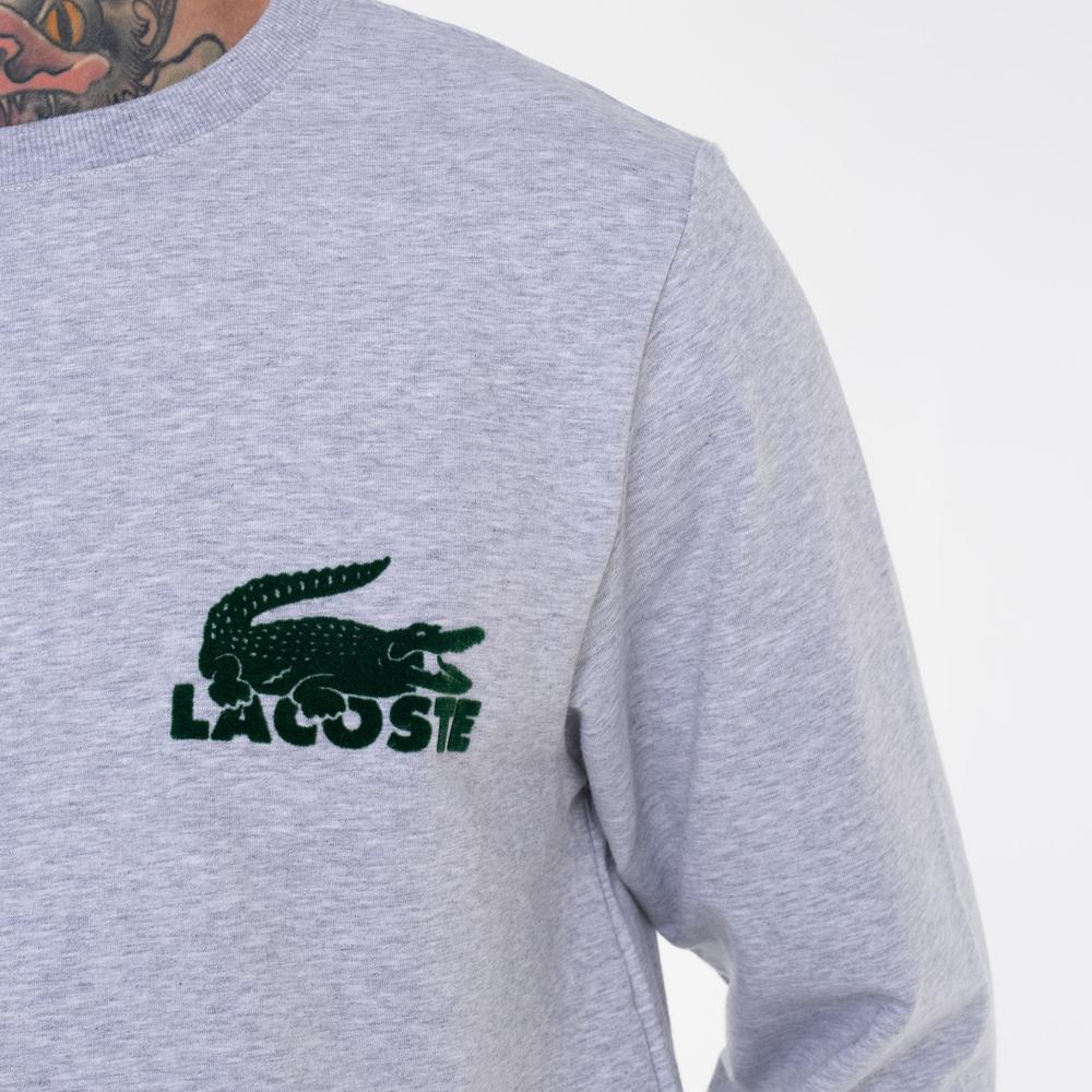 Pulóver Lacoste Cotton Fleece Indoor Sweatshirt SH7477-Y9K - szürke