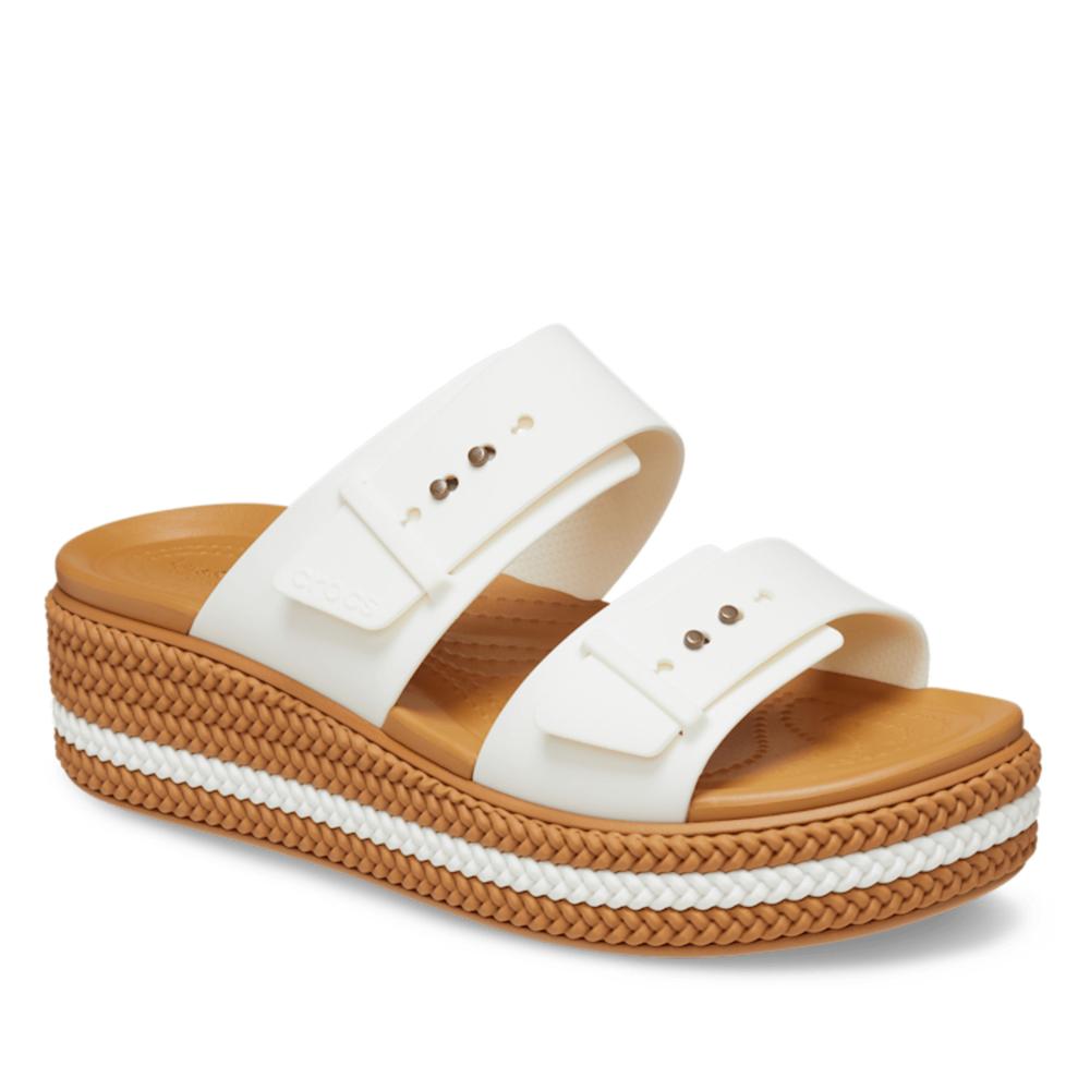 Flip Flop Crocs Brooklyn Woven Buckle Low Wedge 209978-0WV - fehér