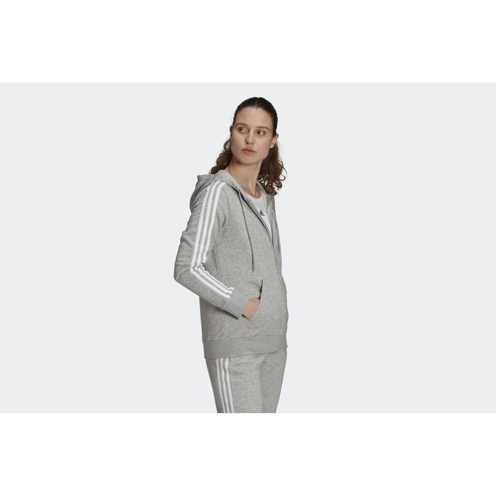 Pulóver adidas Essentials French Terry 3-Stripes Full-Zip Hoodie GL0802 - szürke