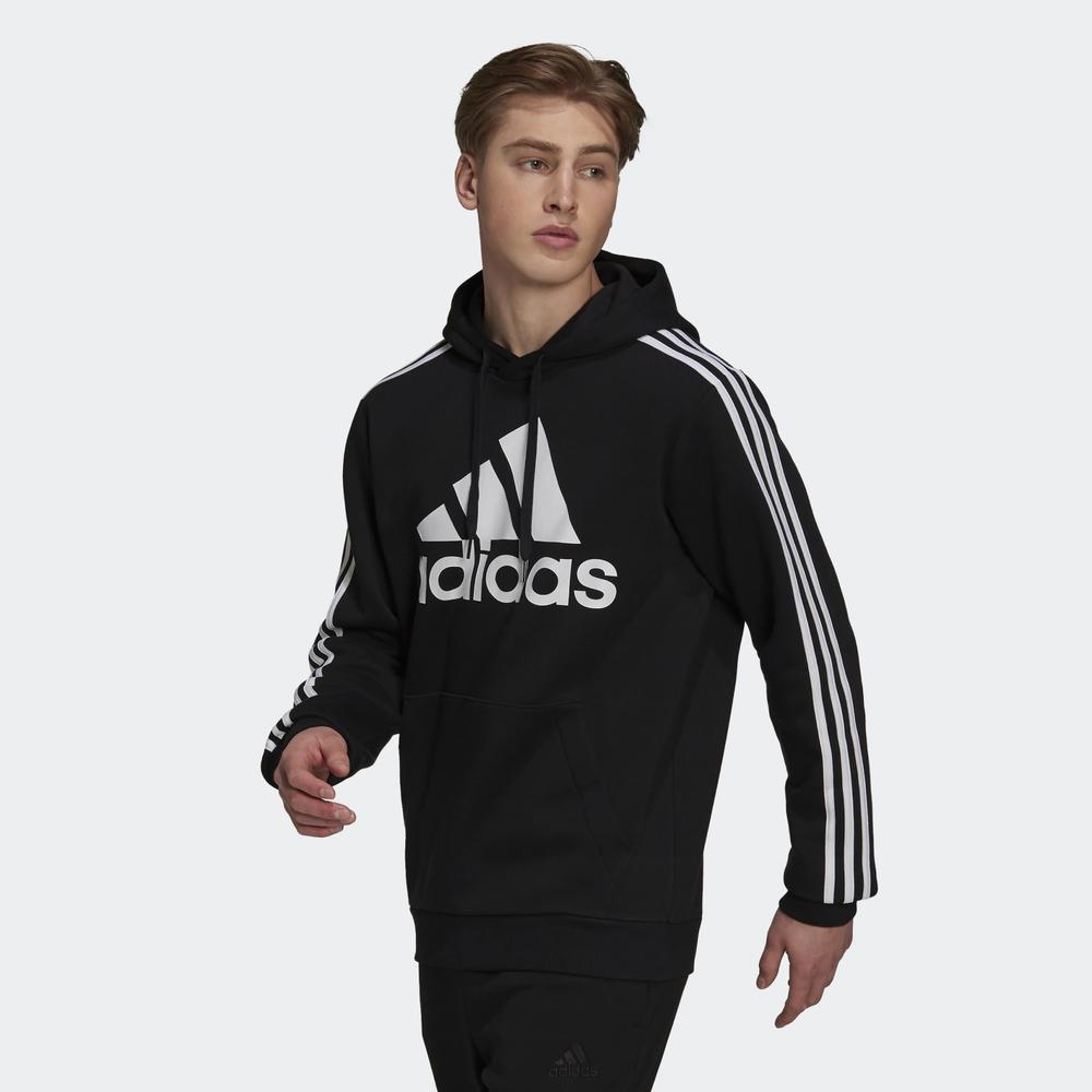 Pulóver adidas Essentials Fleece 3-Stripes Logo Hoodie H14641 - fekete