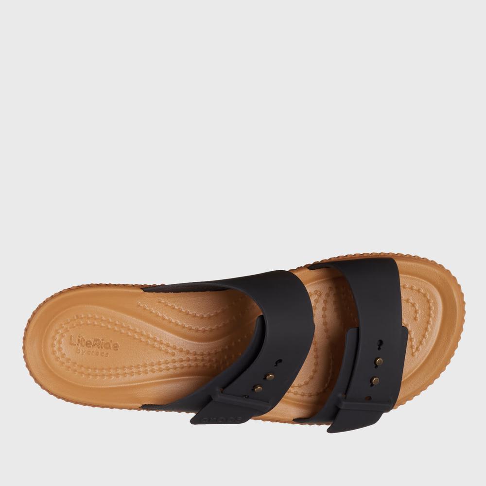 Flip Flop Crocs Brooklyn Woven Buckle Low Wedge 209978-001 - fekete