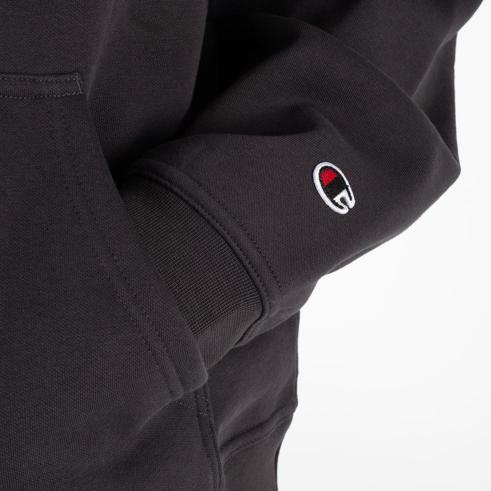 Pulóver Champion Tonal Logo Fleece Erkek Siyah Hoodie 220274-ES503 - szürke