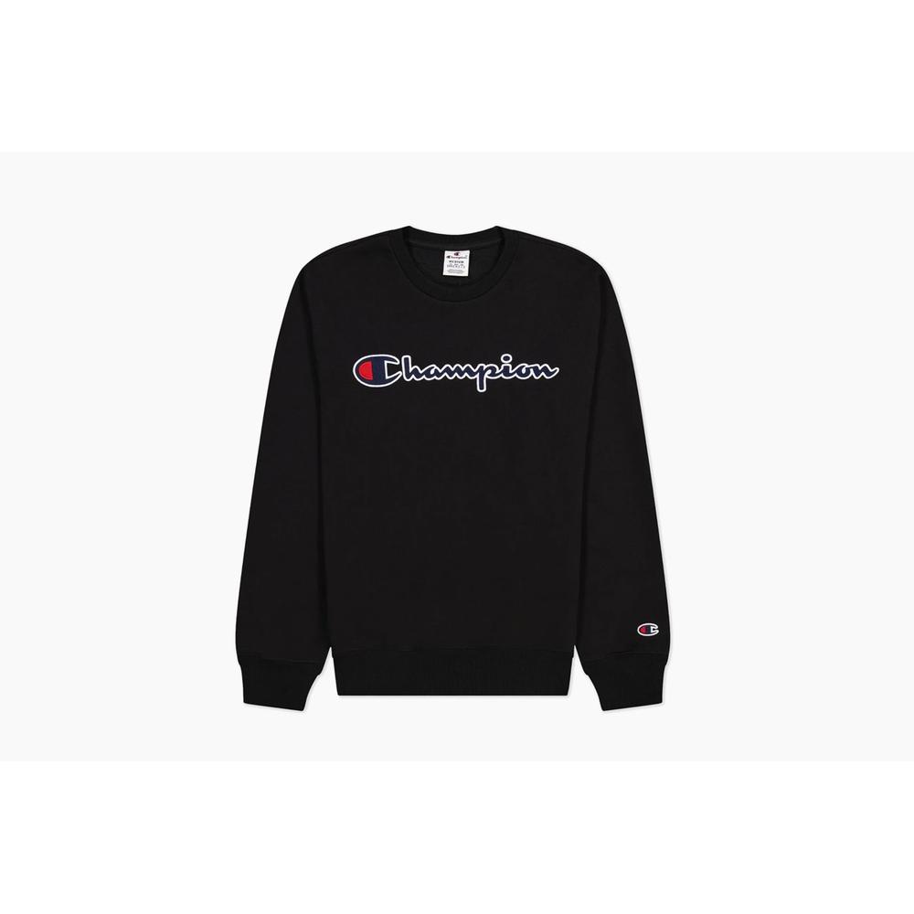 Pulóver Champion Embroidered Script Logo Sweatshirt 217061-KK001 - fekete