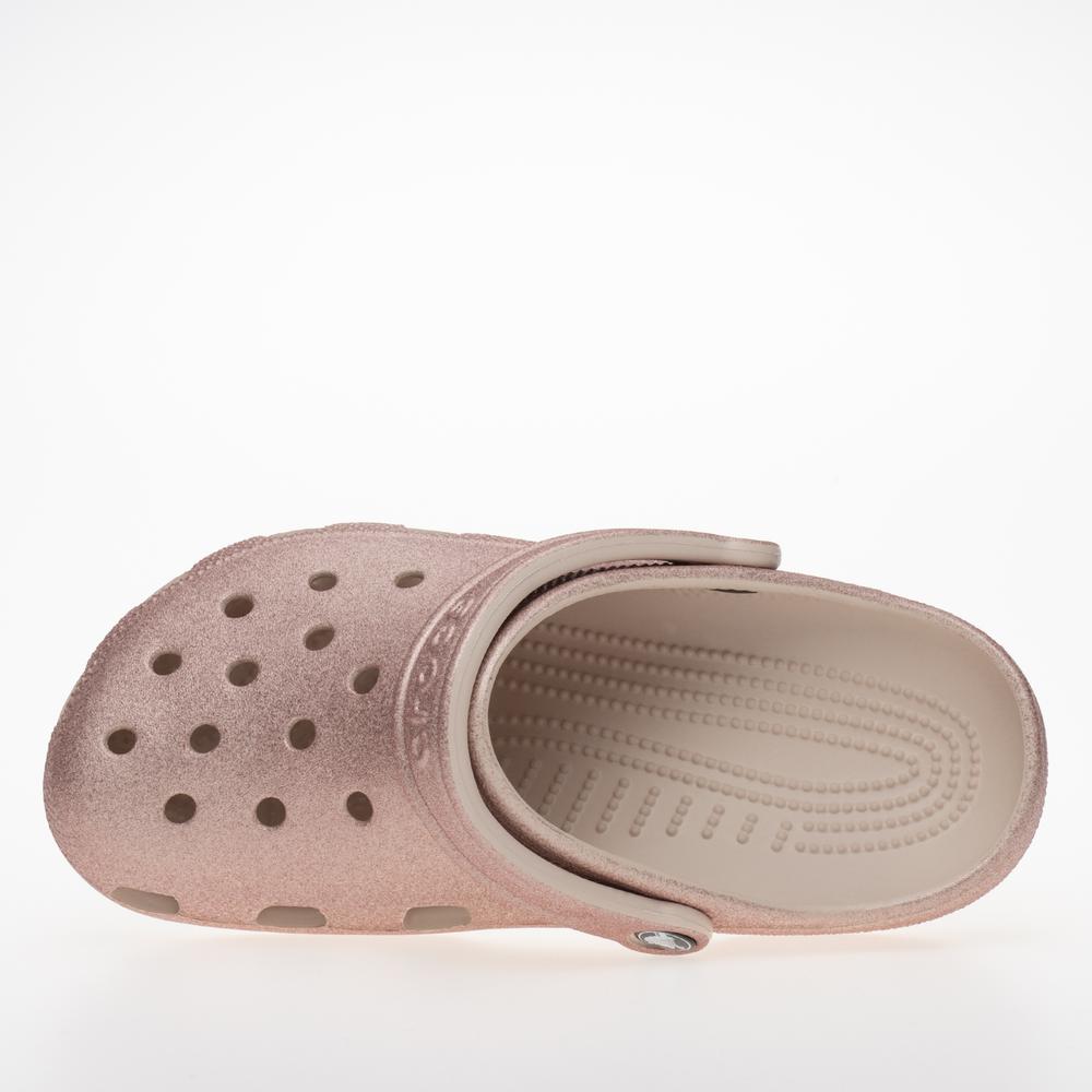 Flip Flop Crocs Classic Glitter Clog K 206993-6WV - rózsaszín