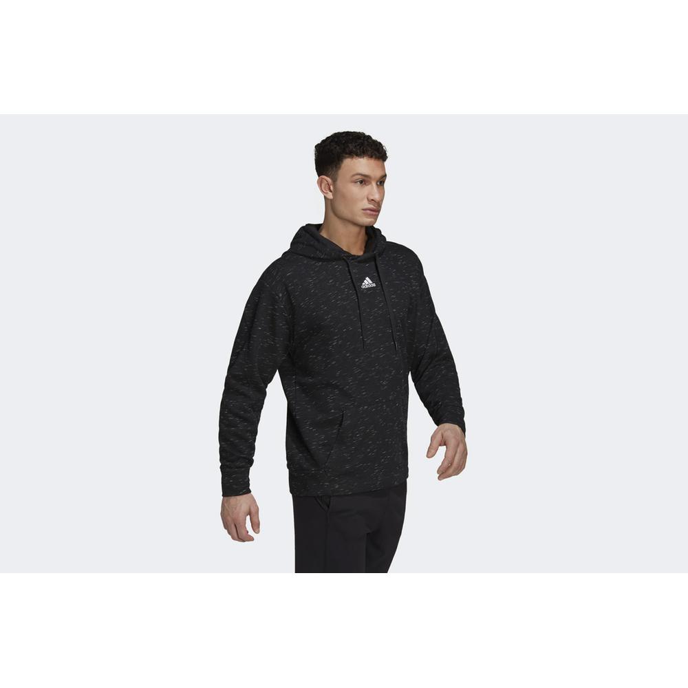Pulóver adidas Essentials Melange French Terry Hoodie HE1787 - fekete