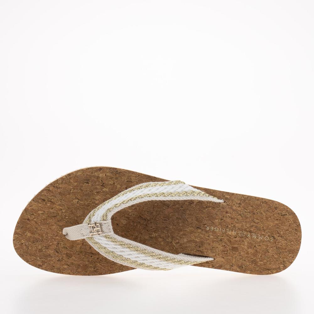 Flip Flop Tommy Hilfiger Cork bing FW0FW07145AF4 fehér