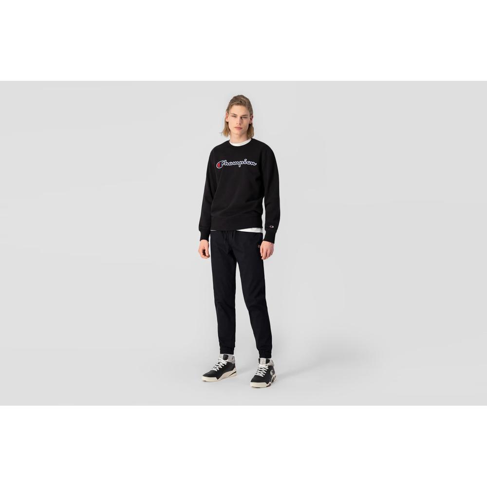 Pulóver Champion Embroidered Script Logo Sweatshirt 217061-KK001 - fekete