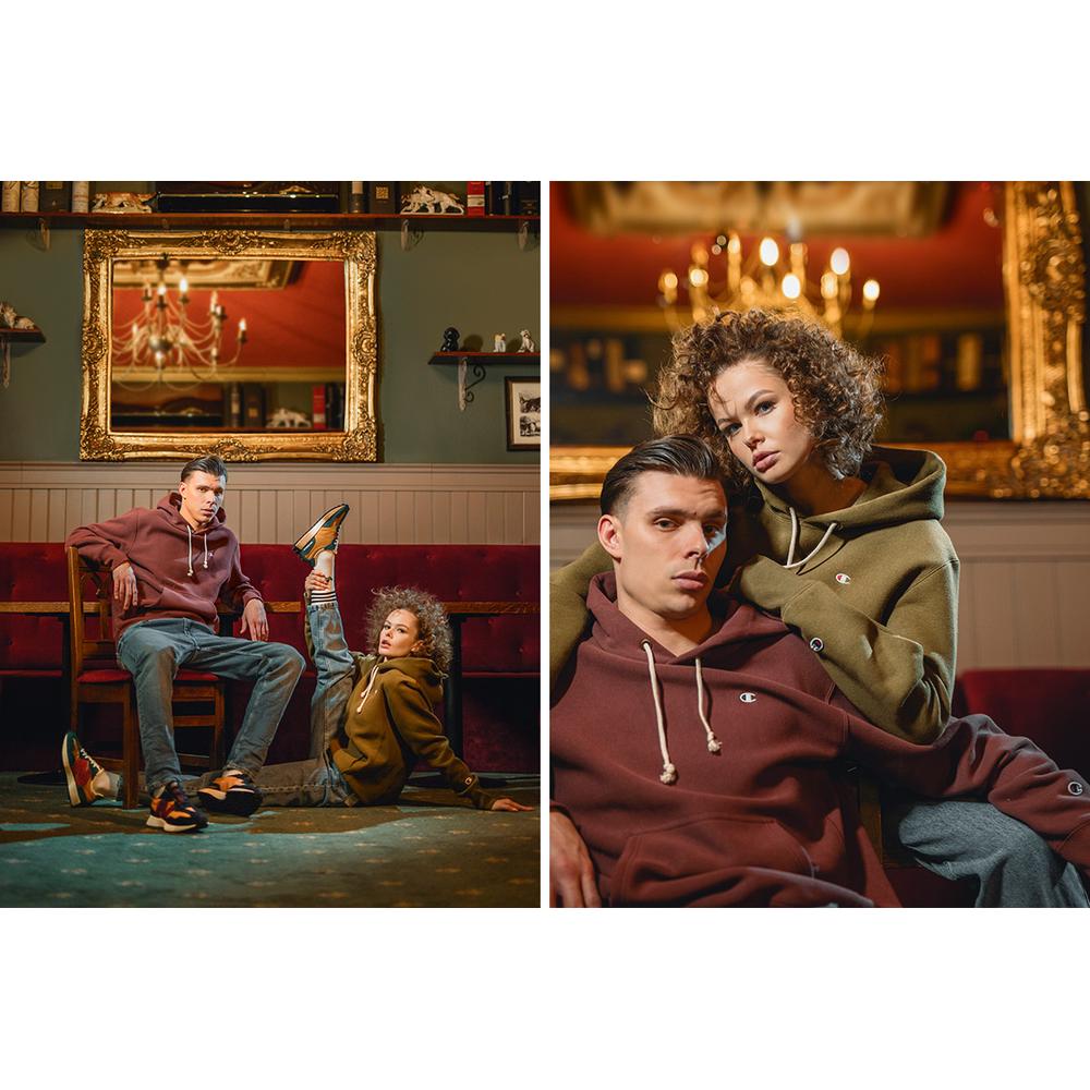 Pulóver Champion Reverse Weave C Logo Hoodie 216496-MS544 - gesztenyebarna