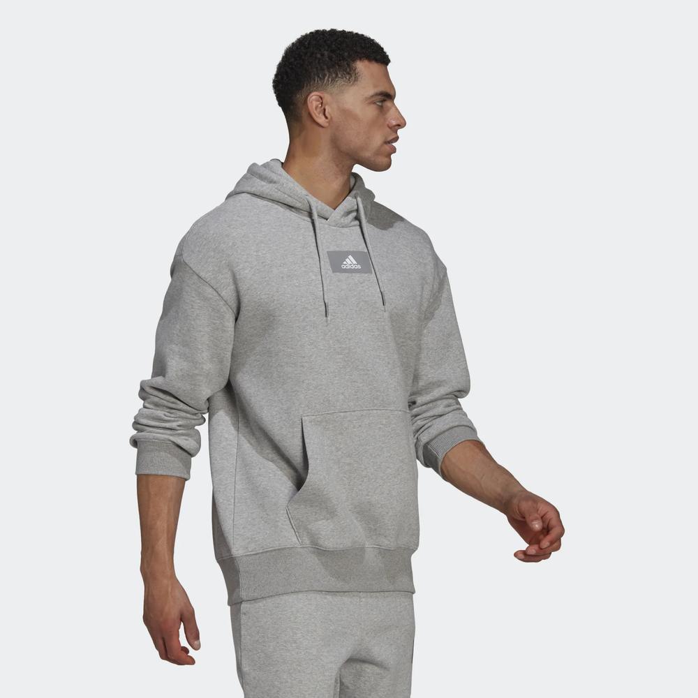 Pulóver adidas Essentials Feelvivid Cotton Fleece Drop Shoulder Hoodie HK2830 - szürke