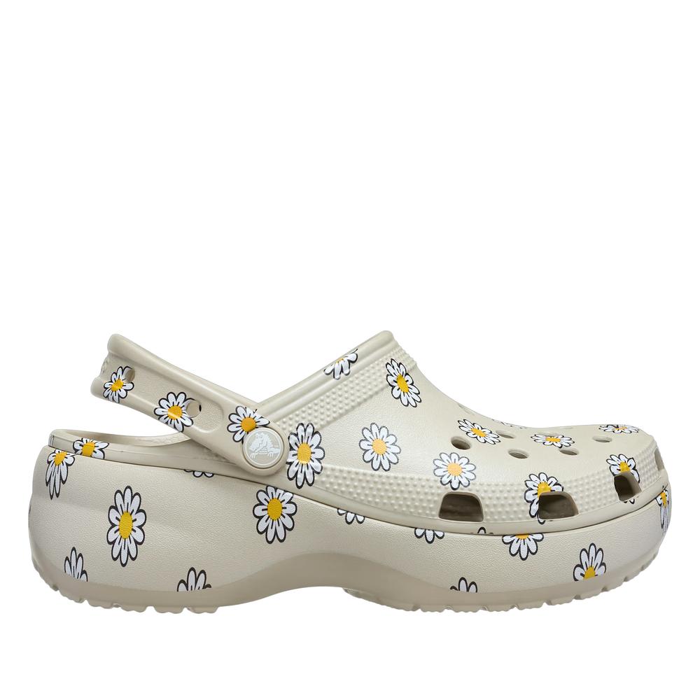 Flip Flop női Crocs Classic Platform Floral Clog 212668-1WY - szürke