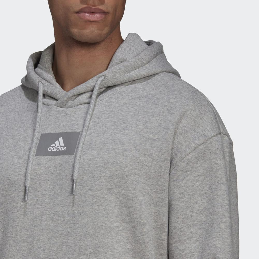 Pulóver adidas Essentials Feelvivid Cotton Fleece Drop Shoulder Hoodie HK2830 - szürke