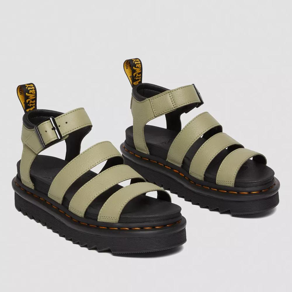 Szandál Dr Martens Blaire Pisa Leather Strap Platform 30706358 - zöld