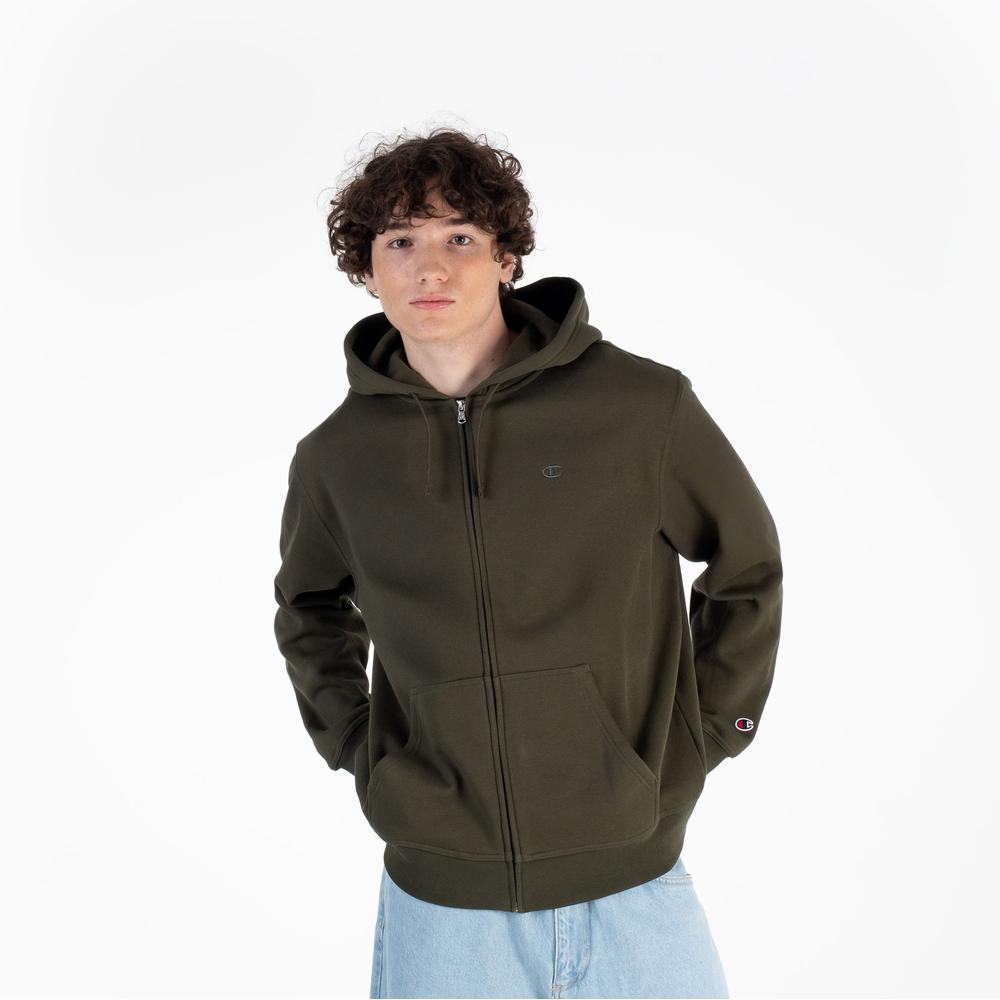 Pulóver Champion Full Zip Hoodie 220276-GS508 - zöld