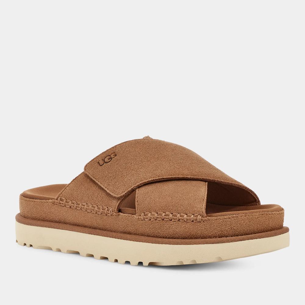 Flip Flop Ugg Goldenstar Cross Slide 1137910-CHE - barna