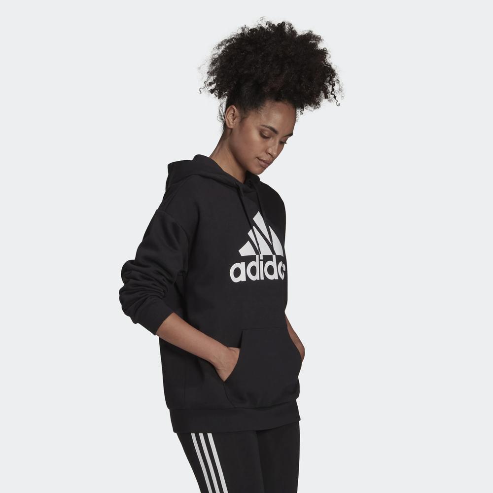 Pulóver adidas Essentials Logo Boyfriend Fleece Hoodie HD1756 - fekete