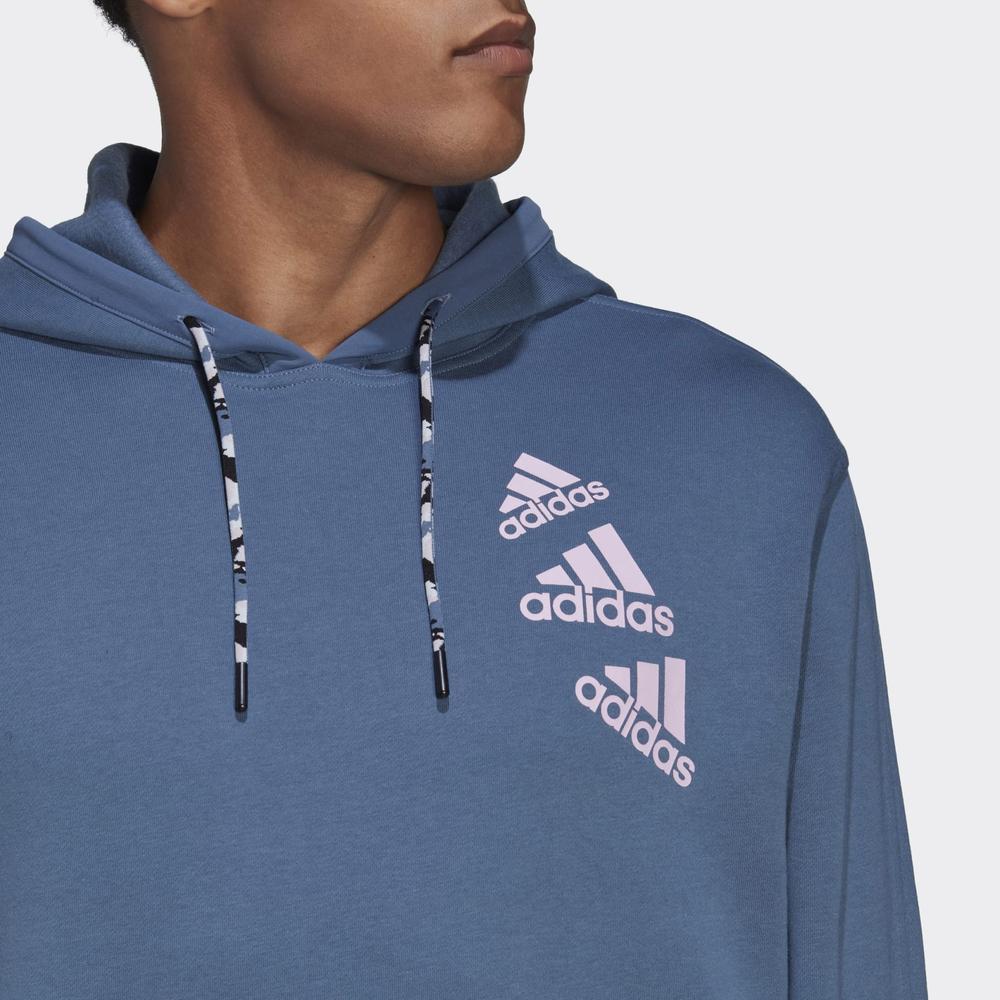 Pulóver adidas Essentials BrandLove Fleece Hoodie HL9382 - kék