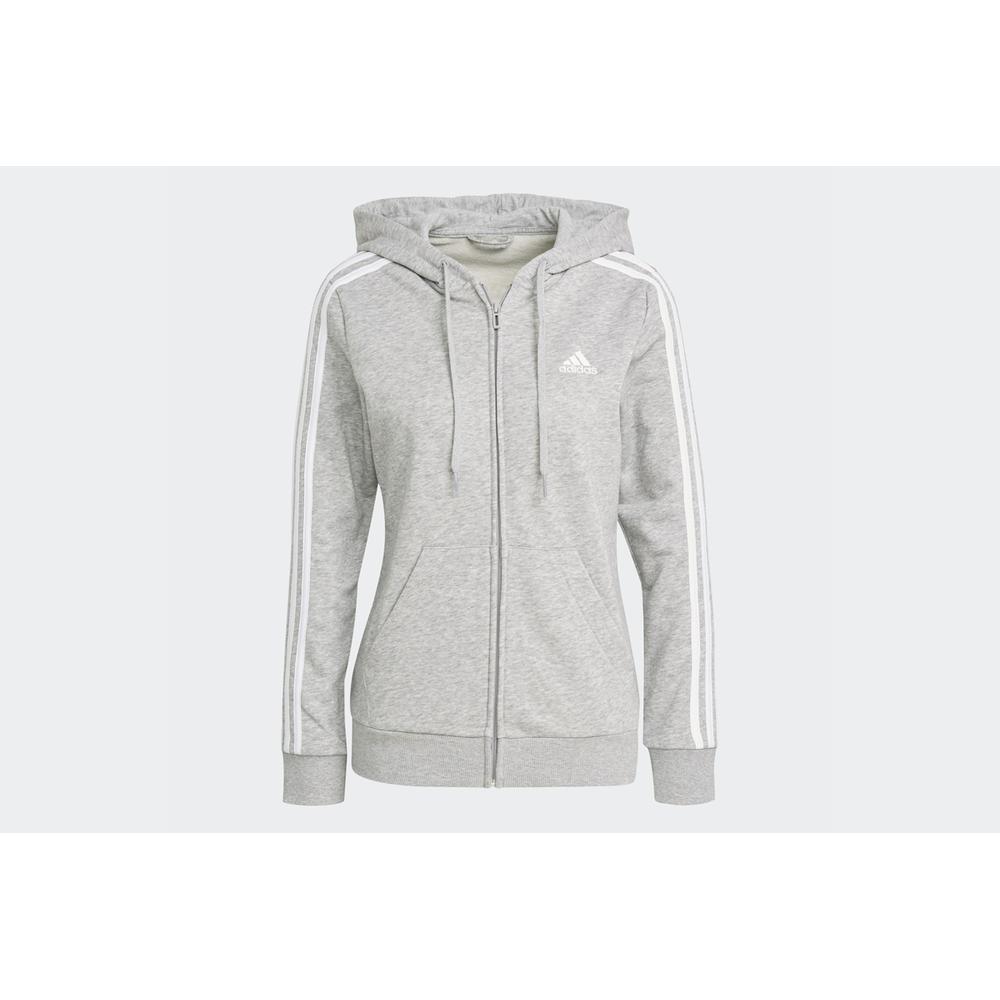 Pulóver adidas Essentials French Terry 3-Stripes Full-Zip Hoodie GL0802 - szürke