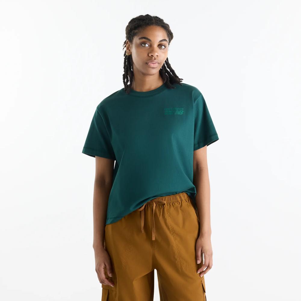 Női póló New Balance Athletics Premium Logo Hip Length WT62B7V2NOG - zöld