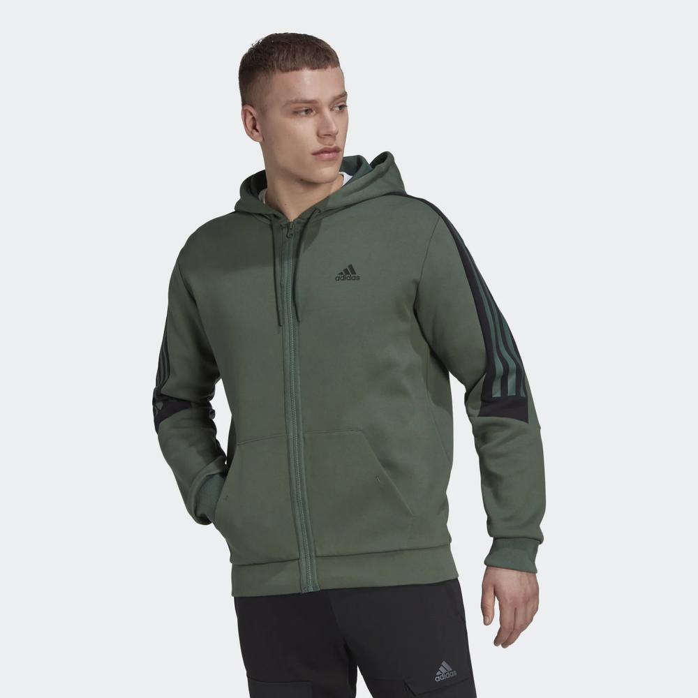 Pulóver adidas Future Icons 3-Stripes Full-Zip HC5841 - zöld
