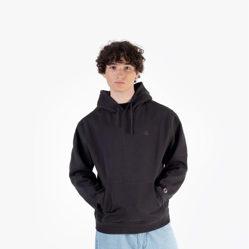 Pulóver Champion Tonal Logo Fleece Erkek Siyah Hoodie 220274-ES503 - szürke