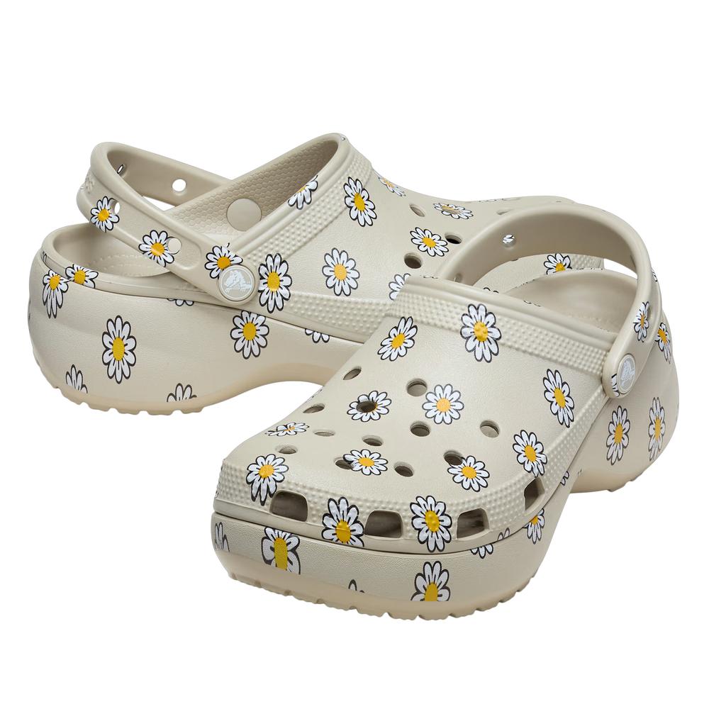 Flip Flop női Crocs Classic Platform Floral Clog 212668-1WY - szürke