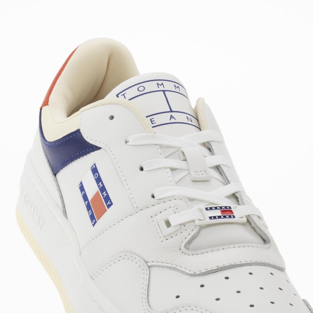 Cipő Tommy Jeans Premium Leather Basketball EM0EM01216-0GY - fehér