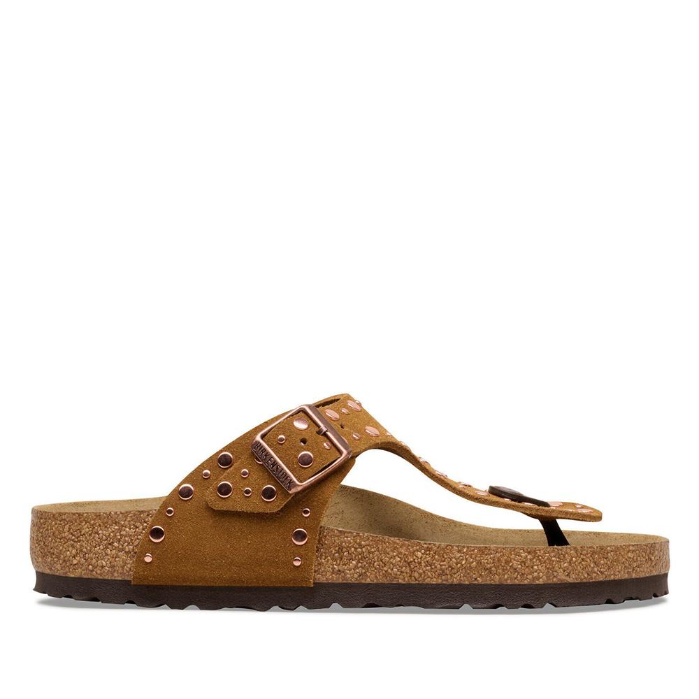 Női Flip Flop Birkenstock Gizeh Rivet 1031649 - barna