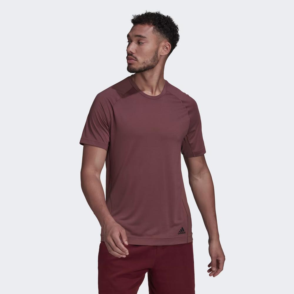 Póló adidas Yoga Training HC2642 - gesztenyebarna
