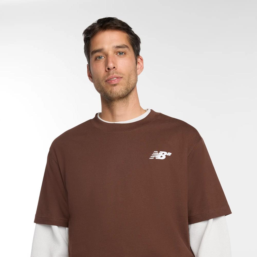 Férfi futópóló New Balance MT53706ABJ - barna