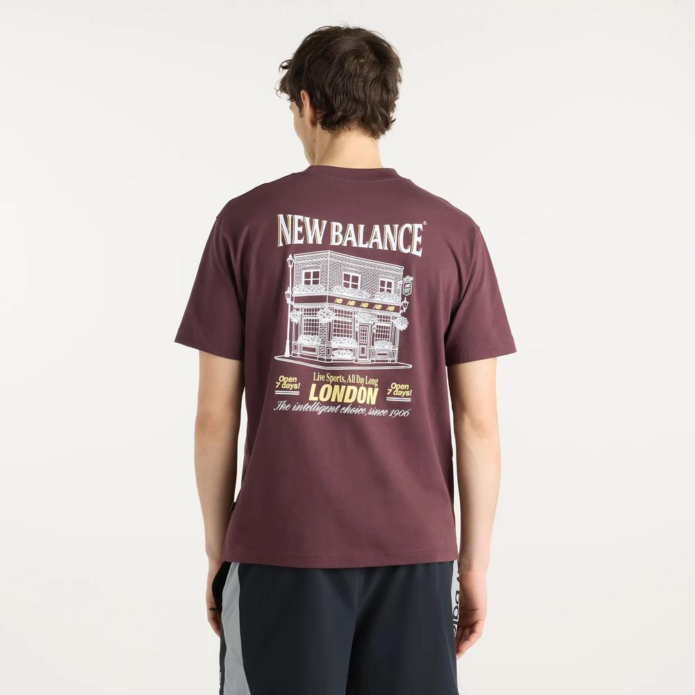 Férfi póló New Balance Grab  Bite London MT62B9LIYLR - gesztenyebarna