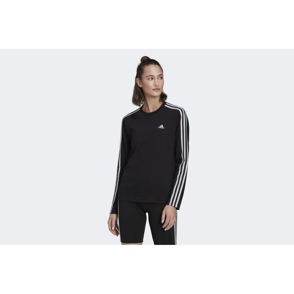 Póló adidas Sportswear Essentials 3-Stripes Long Sleeve HF7261 - fekete
