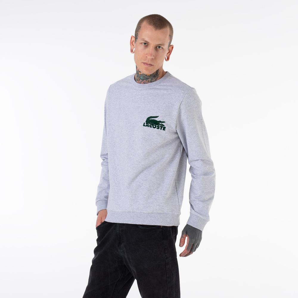 Pulóver Lacoste Cotton Fleece Indoor Sweatshirt SH7477-Y9K - szürke