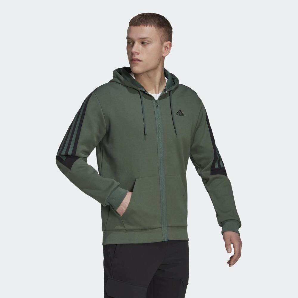 Pulóver adidas Future Icons 3-Stripes Full-Zip HC5841 - zöld
