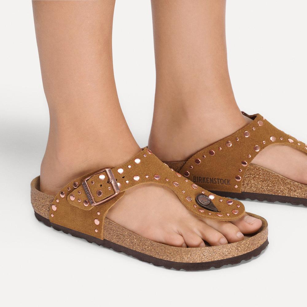 Női Flip Flop Birkenstock Gizeh Rivet 1031649 - barna